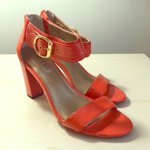 Coral ankle strap heels